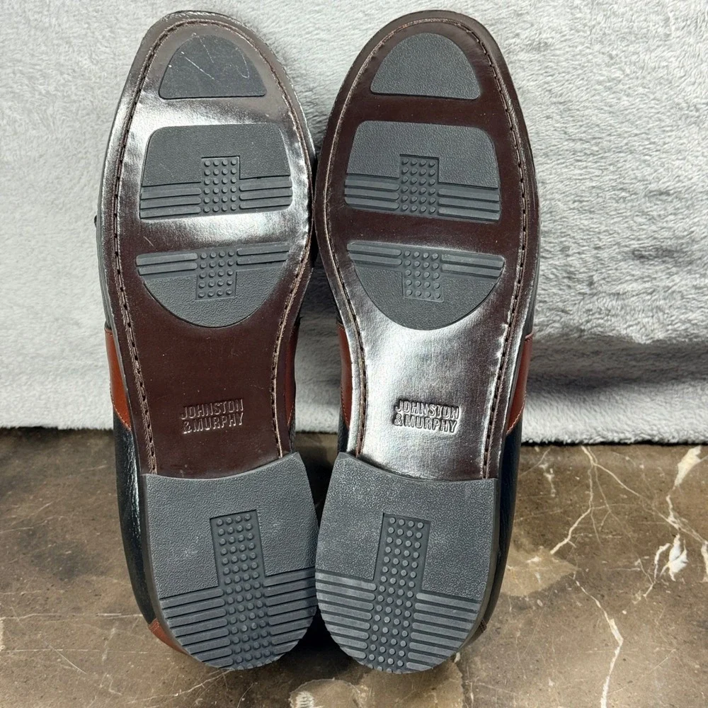 Johnston & Murphy Tassel Loafers Mens 14W Black Brown Two Tone Kiltie 20-0592